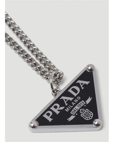 Prada Triangle Logo Necklace 